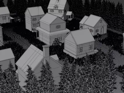 Rustic Night Village 3D model purchase