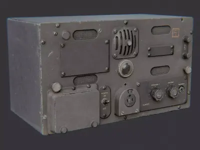 World War II military radio apparatus Low-poly 3D model