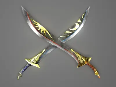 Twin Swords---The Sun and The Moon Free 3D model