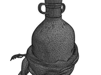 Distressed Military Canteen with Bag Low-poly 3D model