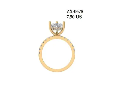 Pear Solitaire Ring 3D print model 7