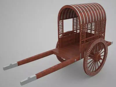 Chinese wooden cart 3D model