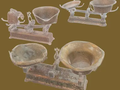 3 Old Rusty Scale Collection Low-poly 3D model