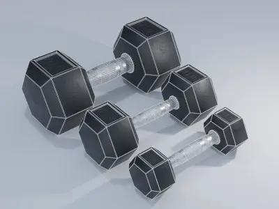 Dumbbells 4K and 2K Textures Low-poly 3D model