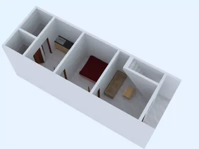 12 feet x 35 feet Interior Design 3D model