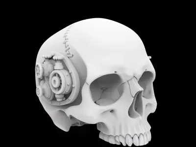Half Steampunk Skull 3D Print Model 3D print model