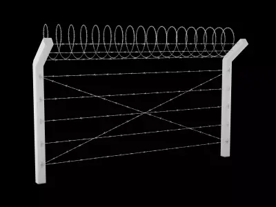 Concrete Post Barbed Wire Fence Low-poly 3D model