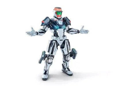 Futuristic Combat Soldier Rigged and Animated D Model Low-poly 3D model
