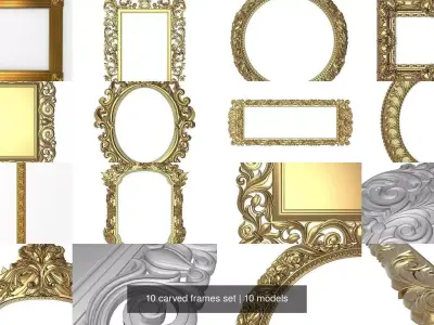 10 carved frames set 3D Model Pack