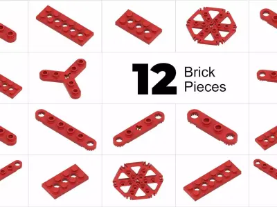 TwindBricks3D - 12 Technic Plate collection 3D print model