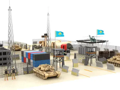 Kazakhistan Military Base Low-poly 3D model