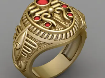 Antique Shiva Gents Ring 3D print model