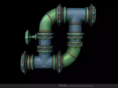 Stylized Steampunk Pipe Low-poly 3D model