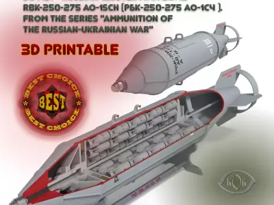 Cluster aviation bomb RBK 250 275 AO 1sch Moulage 3D printable 3D model