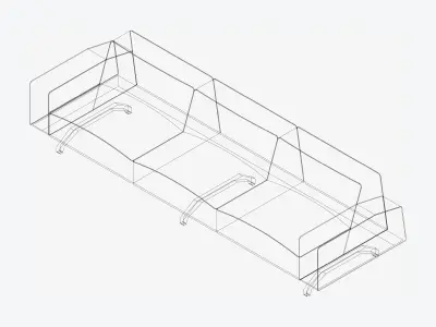 Seat - Sofa - Simplicity - Cosy - Triple Low-poly 3D model