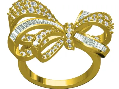 Antique Duette Style Knot Solitaire Ring 3D print model