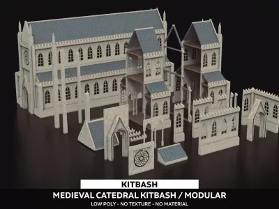 Medieval Kitbash 02 Low-poly 3D model