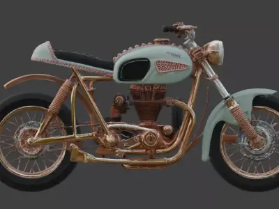 Motorcycle Luxury Jeweled Rose Gold and Jade  Racer Low-poly 3D model