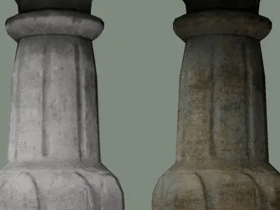Ancient Concrete Water Fountain old stone Low-poly 3D model