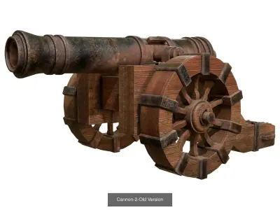 Old Cannon Set 1 3D Model Pack