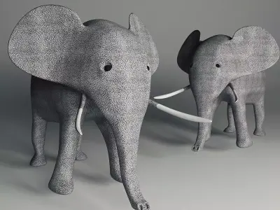 Elephant model two elephants with tusks 3D model