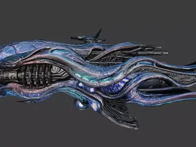 Biomechanical Alien Battleship 3D model