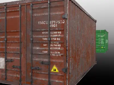 PBR 20 and 40 ft Shipping Cargo Container - Collection Pack Low-poly 3D model