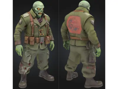 Zombie Soldier Military Low-poly 3D model purchase