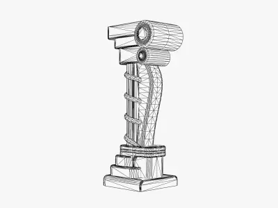 Ancient Stone Column Capital Low-poly 3D model