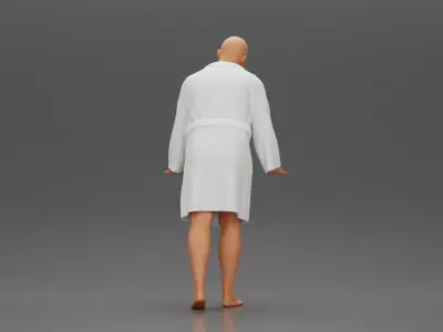 Man in White Robe Posing with Bare Feet and Open Hands 3D print model