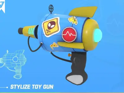 Stylized Toy Gun Low-poly 3D model