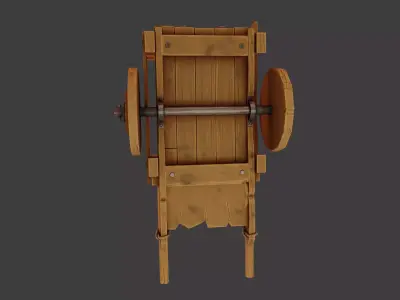 Stylized  wooden Cart Low-poly 3D model