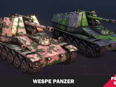 Wespe  Panzer Artillery SDKFZ-124 Low-poly 3D model