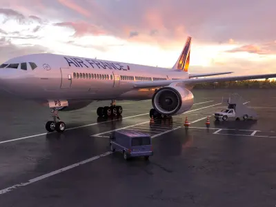 airplane philippines airways boeing on tarmac at sunset 3D model