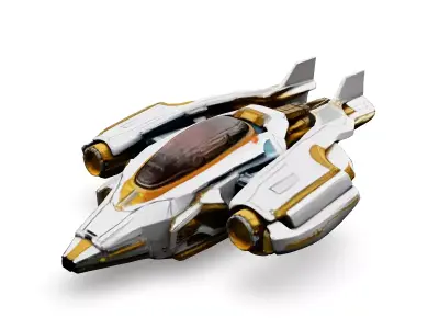 SciFi Starship White Gold Explorer Low-poly 3D model