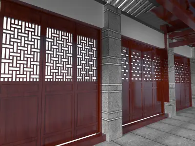 Chinese ancient architecture Low-poly 3D model buy