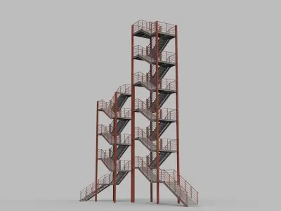 Metal stairs 3D model
