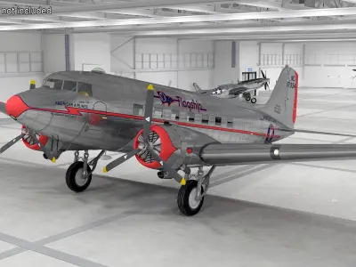 Vintage Propeller Aircraft Douglas DC-3 3D model