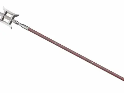 Spear with double crescent Low-poly 3D model