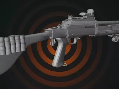 Rigged Tactical Breacher Shotgun Carbon Shadow 3D model