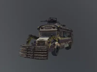 Post-Apocalyptic  Bus   Free 3D model
