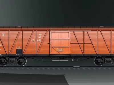 covered boxcar equipped with a hand brake Low-poly 3D model