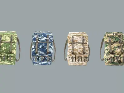 Soldier Exclusive 4 pcs Backpack Tactical Cargo 3D Model Low-poly 3D model