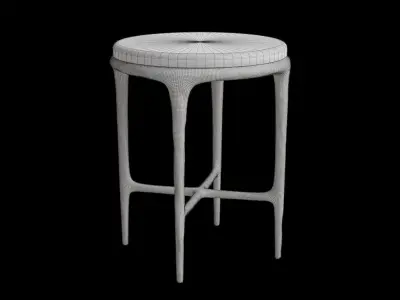 Bronze Legs White Marble Top Side Table 3D model
