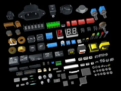 Electronic Components for circuit board 3D model