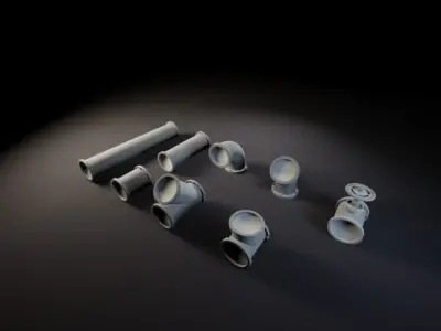 Modular Pipe System Low-poly 3D model