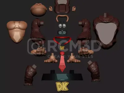 Donkey kong Bananza Multi part joystick holer  3D print model