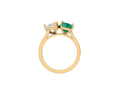 Pear and cushion 2 stone Ring 3D print model purchase
