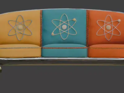 Retro Industrial Atompunk Chrome Sofa 3D Model Low-poly 3D model