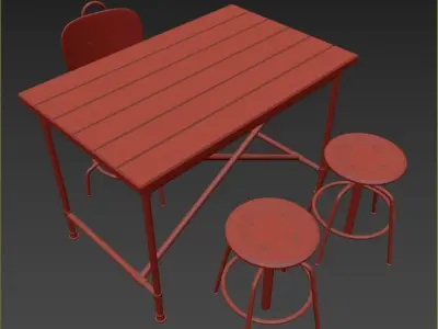 KULLABERG desk and chairs 3D model